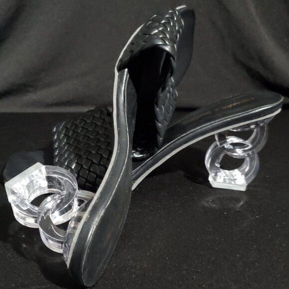None Shoes - Black Woven Acrylic Heels